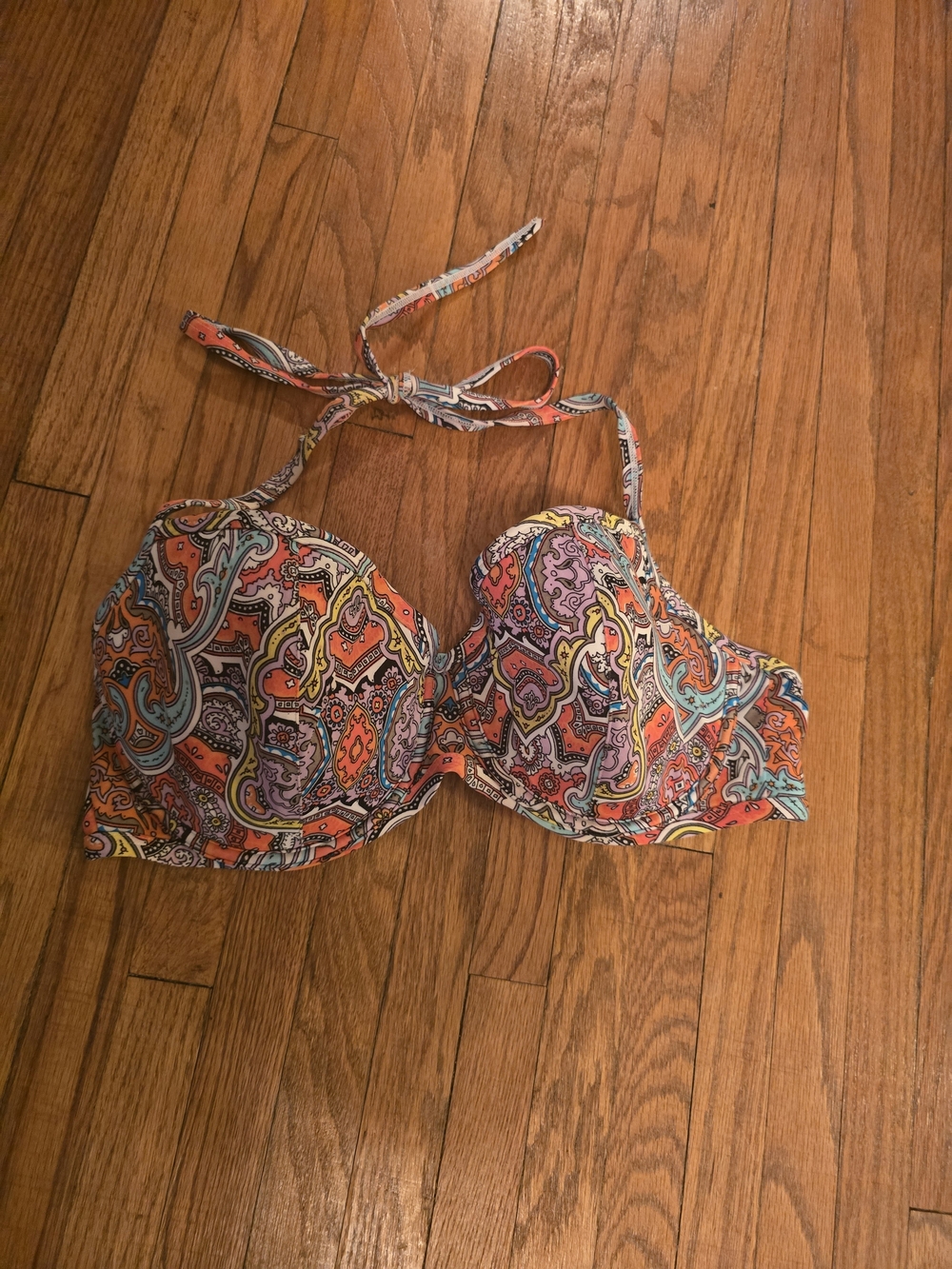 Victoria's Secret Paisley Halter Bikini Top - Orange, Purple, Blue